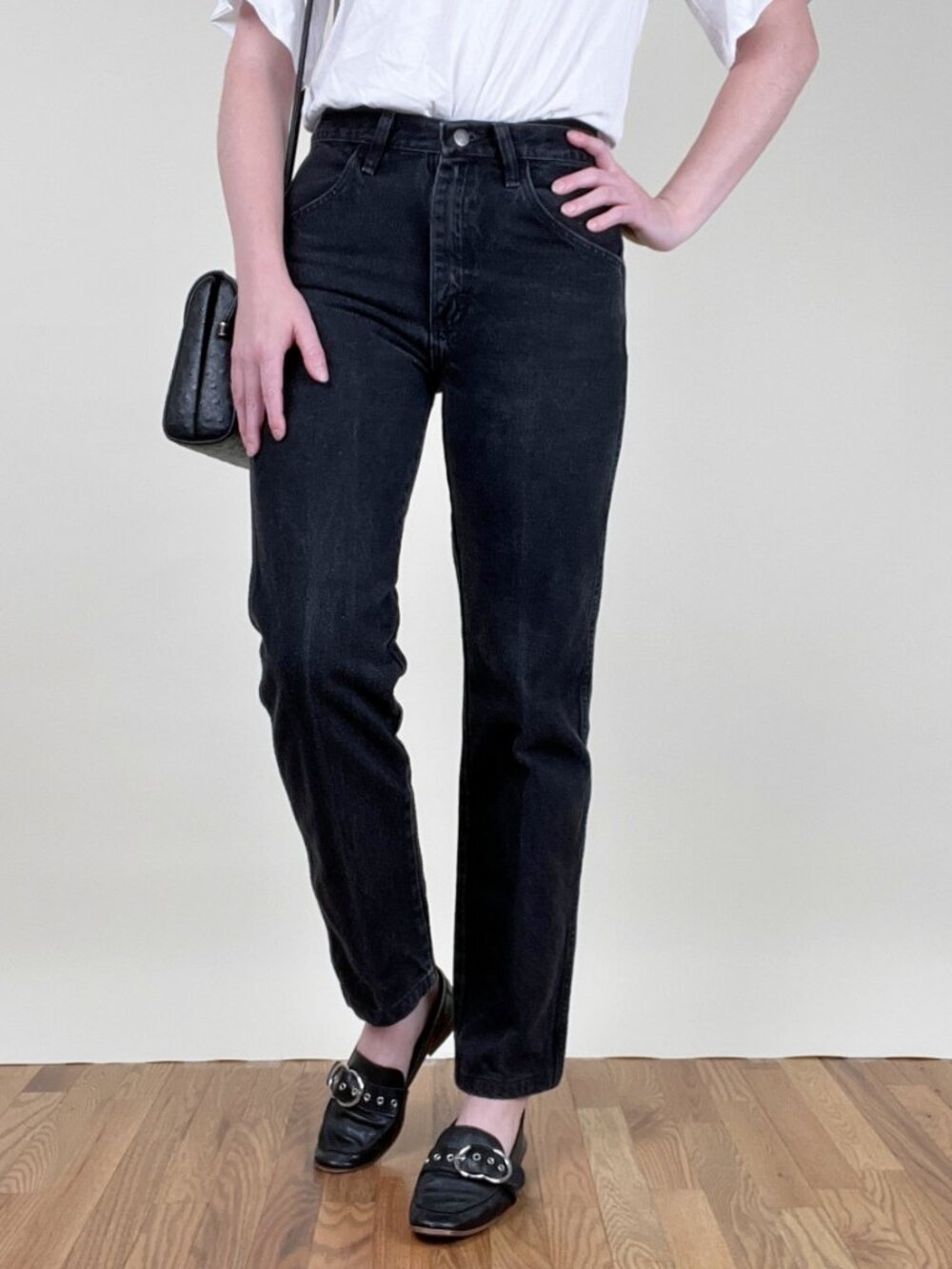 Vintage Rustler 100% Cotton Black High Rise Straight Leg Denim Jeans 90s Y2K